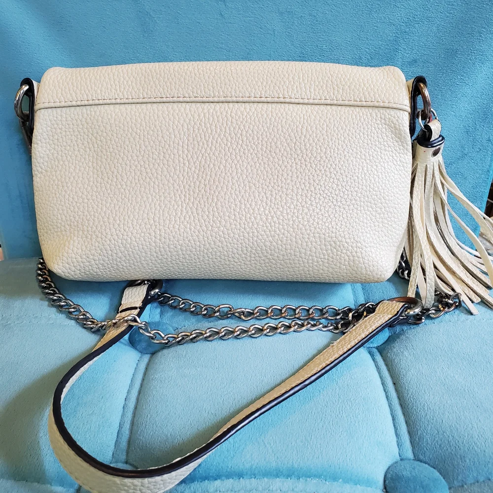 Black Rivet - Cream - Crossbody Bag with Silver Accents - Boho